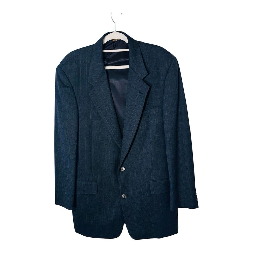 Brooks Brothers Coat Suit Jacket 42R Navy Blue Pinstripe Wool USA Sports